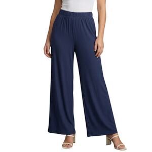 Nordstrom Ribbed Wide Leg Pull On Pants Navy Blue Women Small NWOT